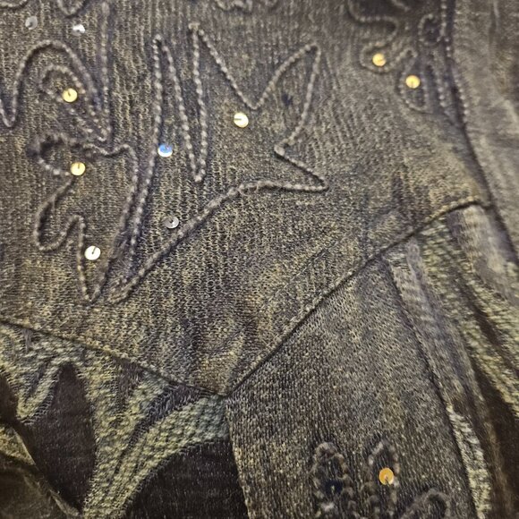 VINTAGE SEQUINED EMBROIDED DENIM JACKET - Picture 8 of 10